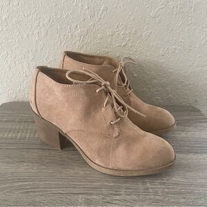 Rocket Dog Leather Suede Tan Lace Block Ankle Heel Booties Casual Shoes Size 9